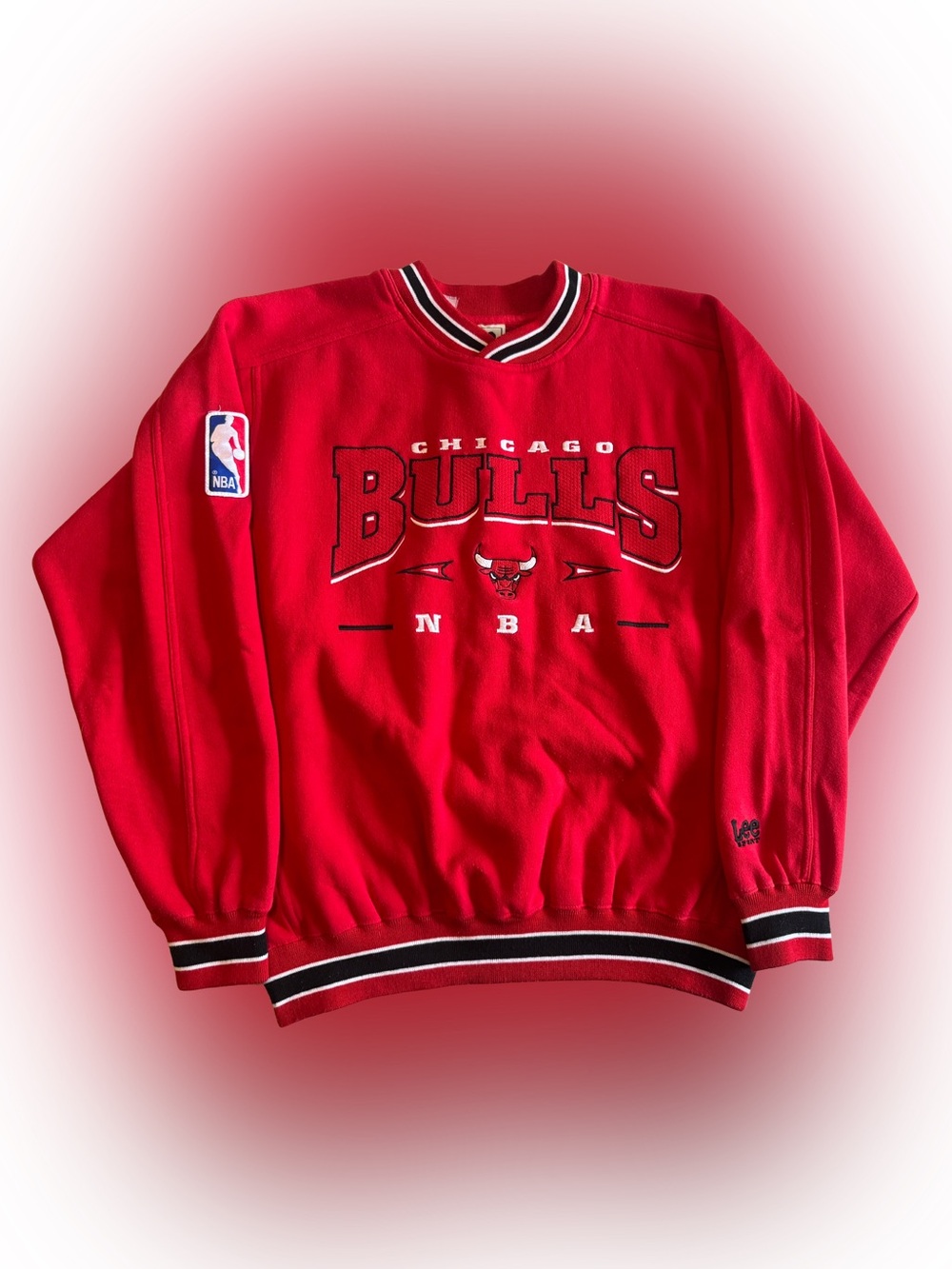 Vintage 90s Lee Sport Chicago Bulls NBA Embroidered Crewneck Sweatshirt Red Sz M